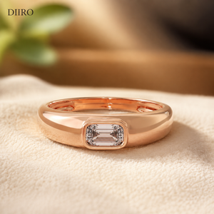 Anillo de Compromiso Chapado en Oro Rosa con Diamante en Forma de Esmeralda y Moissanita, Anillo para el Día de la Madre - Product Image 5