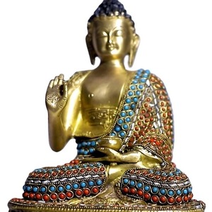 Escultura de Buda de Latón Elegante de Buena Calidad para Decoración del Hogar o Sala de Meditación y Ambiente Espiritual para Venta al por Mayor - Product Image 1