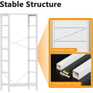 White Tall Dresser with 6 Fabric Drawers Vertical <b>Storage</b> Tower <b>Unit</b> and End Table for Bedroom for <b>Clothes</b> Organisation - Product Image 4