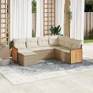 Set Divano da Giardino Beige e Bianco Crema - Product Image 1