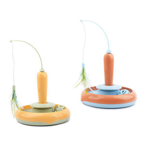 Luxury Eco-Friendly Smart <b>Cat</b> Turntable <b>Interactive</b> Fun Electric Feather Wand <b>Toy</b> with Teaser Stick - Product Image 1