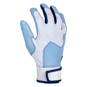 Professional Sky Blue Baseball Batting Gloves | Custom Genuine Leather Adult Soft Tacky Grip Impact Cushioned Batting Gloves - Product Image 5