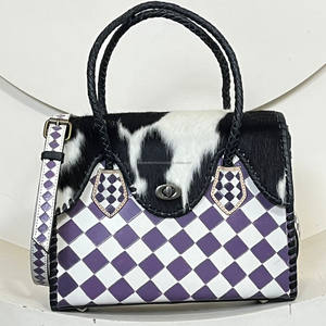 Élégant Sac Fourre-tout Femme 2026 Nouveau en Cuir de Vachette à Carreaux Grande Capacité, Sac à Bandoulière Loisir en Cuir Façonné à la Main - Product Image 4