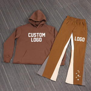 Men's Custom Logo Hoodie Sweatshirt <b>Set</b> Black French Terry Cotton Casual Autumn Wear Joggers Printed Design - Product Image 3