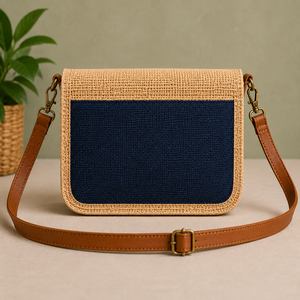 HINDVANTA GLOBAL Jute Material Eco-friendly Durable Fashion Crossbody Sling Bag Small Capacity Shoulder <b>Purse</b> Button Closure - Product Image 5
