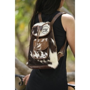 LW-mochila Vintage de piel de vaca auténtica para portátil, Mini bolso con bolsillo frontal, marrón - Product Image 3