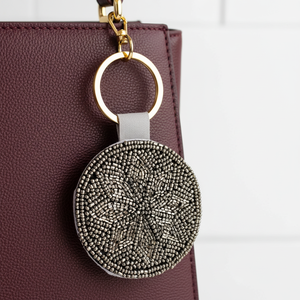 Porte-clés perlé rond brodé fait main en perles de rocaille, écologique, pour mariage, vente en gros pour artisans multiples - Product Image 3