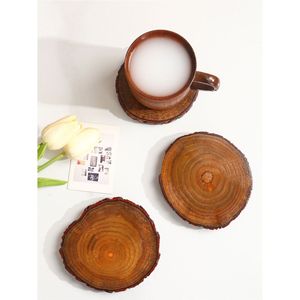 Juego de Posavasos Artesanales de Madera de Mango Natural con Soporte de Almacenamiento, Tapete Rústico para Bebidas, para Mesa de Centro, Decoración del Hogar, Accesorios de Cocina - Product Image 3