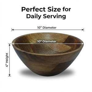 Grand saladier en bois de manguier, saladier en bois dur avec cuillères de service, saladier en bois de qualité supérieure pour fruits, salades et service - Product Image 5