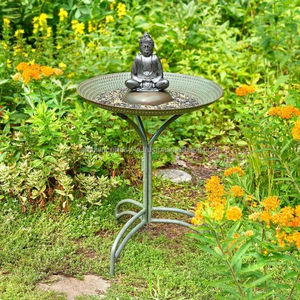 Bain d'oiseaux en métal style vintage, finition antique, élégant centre de jardin pour la décoration de patio et de pelouse, avec base robuste - Product Image 6