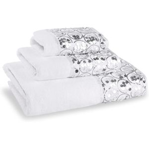 Set di 3 Asciugamani da Bagno Moderni e Lussuosi, Asciugamano Bianco Contemporaneo con Decorazioni Luccicanti, Morbido e Altamente Assorbente - Product Image 1