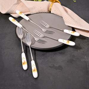 Golden Whisper Mini Disposable Mini Dessert Forks Set 6 Stainless Steel Handle Silicone <b>Plastic</b> Material for Kids Restaurant Use - Product Image 6