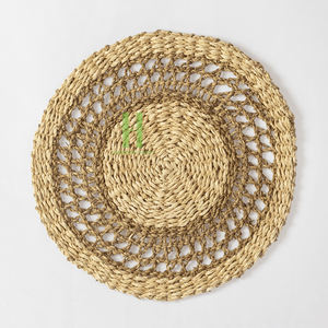 Hot Trend Eco-friendly Natural Bohemian Round Seagrass Charger Plate <b>Wall</b> Decoration Flower Placemat Home <b>Table</b> Mats - Product Image 3