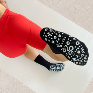 <b>Custom</b> Yoga <b>Grip</b> Breathable Crew <b>Socks</b> Letter Pattern Wholesale Non Slip Pilates <b>Socks</b> ODM Private Label Manufacturer - Product Image 1