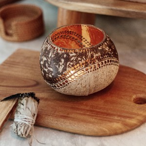 Center Piece Table Decorations Tea Light Tiny Candle Holders Made of Natural Coconut Shells for Wedding Centerpieces - Product Image 5