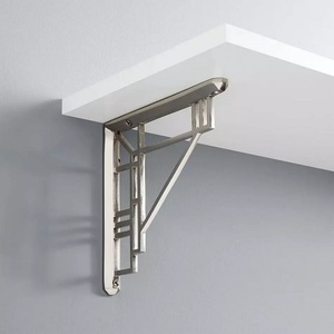 Support d'étagère en laiton inoxydable au design moderne, finition nickel, support métallique durable pour usage intérieur, connecteurs, quincaillerie robuste - Product Image 1
