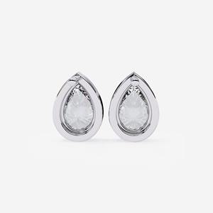 Pendientes de Oro de 14K con Diamante Cultivado en Laboratorio de 1ct en Forma de Pera, Engastados en Bisel, Minimalistas, Certificados por IGI, Joyería Fina para Aniversario - Product Image 6