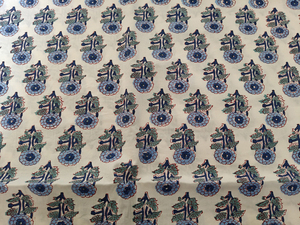 Tela de algodón puro 100% verde oscuro azul, Tela con estampado de bloque de mano Floral indio para ropa de mujer y niño, bolsas, cortinas, camisas - Product Image 1