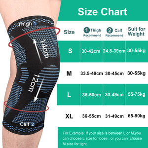 Manchon de compression pour genou bleu, respirant, en spandex, à enfiler, pour adultes, unisexe, protection toutes saisons - Product Image 3