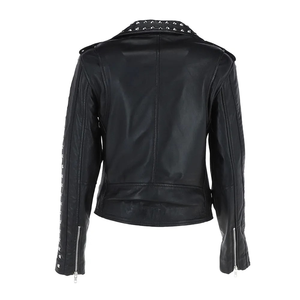 OEM 2026 Wholesale Custom Top Quality Hot Sale Genuine Leather <b>Jacket</b> With Customized Logo Leather Studded <b>Biker</b> <b>Jacket</b> Black - Product Image 2