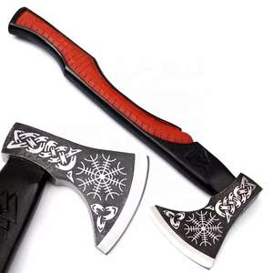 Hache de chasse artisanale en acier industriel à haute teneur en carbone, manche en bois de rose, étui en cuir, 1,5 kg, multi-usages, camping, extérieur - Product Image 1