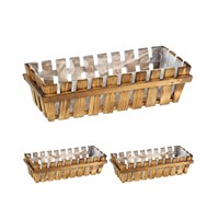 Set 3 Kotak Bunga Kayu dengan Tampilan Berpalang Alami Ramah Lingkungan untuk Dekorasi Taman Balkon Gaya Rustic Buatan Vietnam