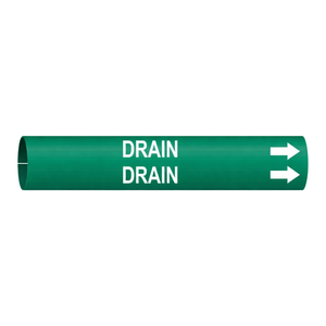 Marqueur de tuyau Brady DRAIN Snap-On pour l'identification des tuyaux d'évacuation industriels - Product Image 1