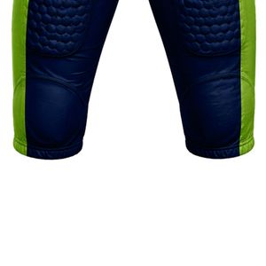 Light Gray & Lime Green American Football <b>Compression</b> Shorts with Navy Padded Protection, Adult Training & Game Performance Gear - Product Image 2