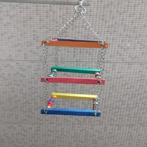 Durable Eco-friendly 74x10cm <b>Wood</b> Bird Toys Parrot Ladder Swing Training <b>Rainbow</b> Bridge for Grey African Parakeets Indoor - Product Image 4