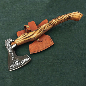 Handmade <b>Axe</b> Carbon Steel Blade Wood <b>Handle</b> With Leather Sheath Outdoor <b>Axe</b> Custom <b>Axe</b> - Product Image 6