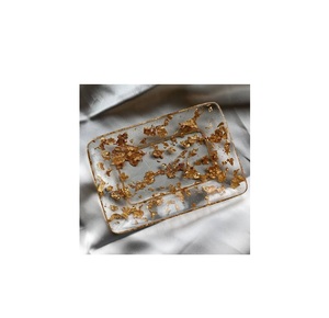 Luxury Modern Square Rectangle Natural Resin <b>Soap</b> <b>Holder</b> Dish With Gold Foil Waterproof Epoxy Resin <b>Soap</b> <b>Holder</b> At Low Price - Product Image 1