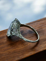 Anillo de Compromiso y Aniversario de Diamante Cultivado en Laboratorio con Corte Pera de 3.00 Ct. del Siglo XIX, Certificado por IGI, Oro de 18k, Estilo Art Deco, Lujoso y Antiguo