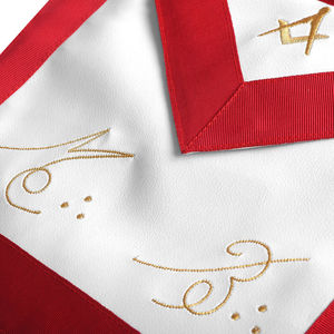 Custom Embroidered 3D <b>Sew</b>-On Master Mason Masonic Apron Red White Gold Trim Classical Style Freemason Regalia Ceremonial - Product Image 5