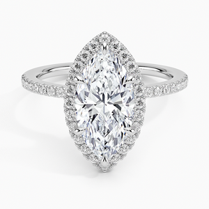 Anillo BOJ 0100 con Corte Marquise, Plata 925, Engaste de Puntas con Halo, Anillo Solitario con Diamante de 2ct, Color D, VVS1, Moissanita Certificada por GRA - Product Image 1