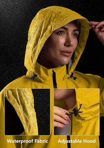<b>Cycling</b> Rain Jackets Waterproof Windbreaker Lightweight Running Windproof Reflective Jacket Packable Hooded - Product Image 3