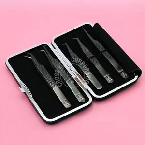 Pince à épiler d'extension de cils à volume de 90 degrés Pince à cils à pointe en fibre Pince à cils à isolation droite en acier inoxydable Poignée diamantée - Product Image 5