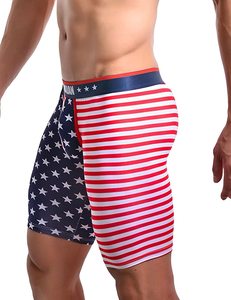 Shorts de sport pour homme, imprimé géométrique noir, séchage rapide, taille élastique, longueur mi-cuisse, design à empiècements en spandex et polyester - Product Image 4