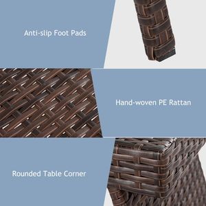 Tavolino da Caffè Pieghevole in Alluminio e Rattan PE per Esterni, Patio e Balcone - Product Image 2