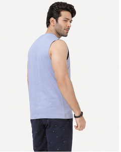 เสื้อกล้ามคอกลมสีฟ้าอ่อนสำหรับผู้ชาย AULTRA ONE ENTERPRISES ลาย 3 มิติ สีพื้น ผ้าถัก สวมใส่สบาย ระบายอากาศได้ดี น้ำหนัก 220 กรัม - Product Image 1