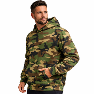 Sudadera con Capucha para Hombre, de Alta Calidad, 96% Poliéster, 4% Elastano, Tejido de Punto, Secado Rápido, Elástica, con Estampado de Camuflaje, Corte Regular, con Cordón Ajustable - Product Image 1