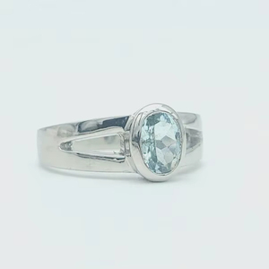 Oval Aquamarine <b>Ring</b> 925 Sterling <b>Silver</b> Natural Gemstone March Birthstone Jewelry Handmade Gift For Women - Product Image 1