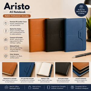 <b>A5</b> Textured <b>Notebook</b> Faux Leather Journal Black Slim Writing Pad for Office Study Meetings - Product Image 6