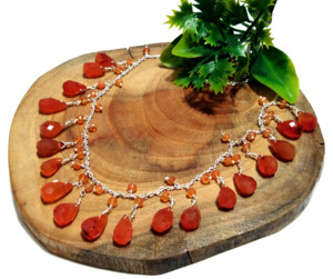 Collier bohème en pierres de cornaline naturelle, perles, argent sterling 925, fait main, bijou statement pour femme, cadeau - Product Image 4