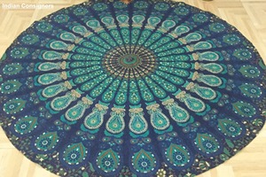 Mandala Flower Print Cotton Roundie <b>Round</b> <b>Table</b> <b>Cloth</b> Wall Hanging for Home Decor Wonderful By Indian Consigners - Product Image 3