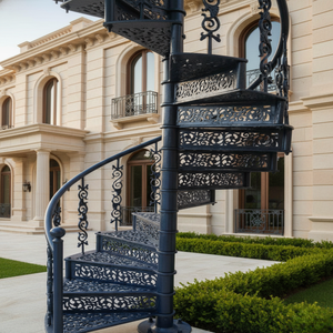 Escalier en colimaçon extérieur en acier inoxydable, style européen moderne, qualité durable, écologique, résistant à l'eau, garantie 5 ans - Product Image 1
