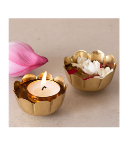 Modern <b>Brass</b> Tealight Candle Holder Bowl For Wedding Festive Event Metallic Finished Candle Iron Stand For Home Decor Tabletop - Product Image 2