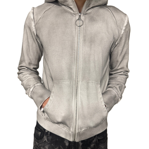 Sweat à capuche zippé surdimensionné pour homme, en polaire polyester/coton léger, imprimé numériquement, respirant, écologique, idéal pour l'automne - Product Image 5