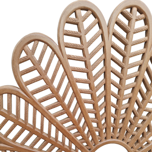 Cabecero de Cama de Madera Tallada con Diseño de Hoja de Palma, Acabado Natural, Estilo Bohemio, Madera Sintética, Decoración para Sala de Estar - Product Image 3