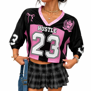 Maillot de football américain court pour femme, collection été 2026, en maille, tenue d'équipe, vêtements de sport personnalisés coupés et cousus, fournisseur d'usine OEM ODM - Product Image 1