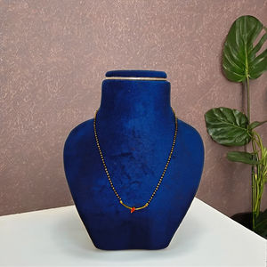 Auténtico Mangalsutra de Oro Sólido de 22K para Mujer, Collar de Cuentas Negras de Oro Real con Colgante de Piedra Roja, Joyería Nupcial India - Product Image 1